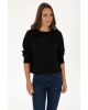 Kadın Siyah Bisiklet Yaka Basic Sweatshirt