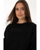 Kadın Siyah Bisiklet Yaka Basic Sweatshirt