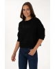 Kadın Siyah Bisiklet Yaka Basic Sweatshirt