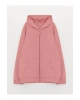 Kapüşonlu Basic Uzun Kollu Kız Çocuk Fermuarlı Sweatshirt