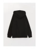 Kapüşonlu Basic Uzun Kollu Kız Çocuk Fermuarlı Sweatshirt