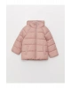 Kapüşonlu Uzun Kollu Basic Kız Bebek Fermuarlı Şişme Mont