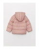 Kapüşonlu Uzun Kollu Basic Kız Bebek Fermuarlı Şişme Mont