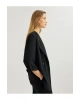 Katlama Detaylı Krep Kumaş 3/4 Kol Kruvaze Uzun Oversize Blazer Ceket