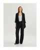 Katlama Detaylı Krep Kumaş 3/4 Kol Kruvaze Uzun Oversize Blazer Ceket