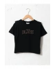 Kız Çocuk Siyah Bisiklet Yaka Baskılı T-shirt