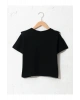 Kız Çocuk Siyah Bisiklet Yaka Baskılı T-shirt
