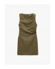 Koton Keten Karışımlı Slim Fit Drapeli Yuvarlak Yaka Metal Aksesuarlı Kolsuz Mini Elbise