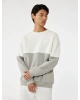 Koton Oversize Uzun Kollu Renk Bloklu Baskı Detaylı Şardonlu Bisiklet Yaka Sweatshirt