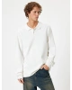 Koton Polo Yaka Sweatshirt Basic Düğmeli Pamuklu İnterlok Kumaş