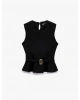 Koton Slim Fit Kolsuz Bisiklet Yaka Kemerli Peplum Bluz