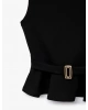 Koton Slim Fit Kolsuz Bisiklet Yaka Kemerli Peplum Bluz