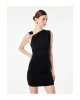 Koton Slim Fit Kolsuz Bisiklet Yaka Metal Aksesuarlı Mini Elbise