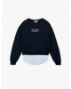 KOTON Uzun Kollu Bisiklet Yaka Nakışlı Şardonlu Oversize Sweatshir