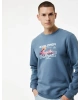 KOTON Uzun Kollu Regular Fit Şardonlu Bisiklet Yaka Baskılı Sweatshirt