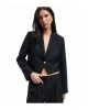 Kruvaze Uzun Kollu Crop Blazer Ceket
