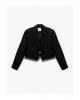 Kruvaze Uzun Kollu Crop Blazer Ceket
