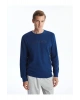 Lacivert Bisiklet Yaka Uzun Kollu Baskılı Erkek Sweatshirt