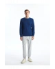 Lacivert Bisiklet Yaka Uzun Kollu Baskılı Erkek Sweatshirt