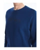 Lacivert Bisiklet Yaka Uzun Kollu Baskılı Erkek Sweatshirt