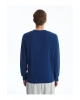 Lacivert Bisiklet Yaka Uzun Kollu Baskılı Erkek Sweatshirt