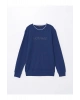 Lacivert Bisiklet Yaka Uzun Kollu Baskılı Erkek Sweatshirt