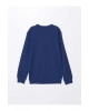 Lacivert Bisiklet Yaka Uzun Kollu Baskılı Erkek Sweatshirt