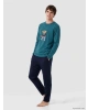 LC WAIKIKI Petrol Regular Fit Teddy Baskılı Erkek Pijama Takımı