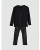 LC WAIKIKI Siyah Standart Kalıp Erkek Düğmeli Pijama Takımı