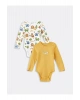 LCW baby Bej Baskılı Uzun Kollu Erkek Bebek Çıtçıtlı Body 2li