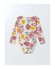 LCW baby Bej Bisiklet Yaka Kız Bebek Çıtçıtlı Body 3lü