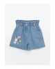 LCW baby Beli Lastikli Baskılı Kız Bebek Jean Şort