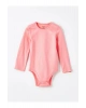 LCW baby Ekru Baskılı Bisiklet Yaka Uzun Kollu Kız Bebek Çıtçıtlı Body 2li