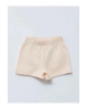 LCW baby ekru Beli Lastikli Pamuklu Kız Bebek Şort