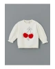 Lcw Baby Ekru Bisiklet Yaka Kiraz Baskılı Kız Bebek Sweatshirt Ve Tayt 2li