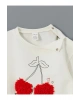 Lcw Baby Ekru Bisiklet Yaka Kiraz Baskılı Kız Bebek Sweatshirt Ve Tayt 2li