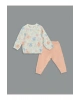 LCW baby Ekru Bisiklet Yaka Uzun Kollu Baskılı Kız Bebek Sweatshirt ve Eşofman Alt 2li Takım