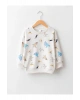LCW baby Ekru Bisiklet Yaka Uzun Kollu Baskılı Pamuklu Erkek Bebek Sweatshirt