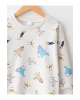 LCW baby Ekru Bisiklet Yaka Uzun Kollu Baskılı Pamuklu Erkek Bebek Sweatshirt