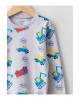 LCW baby Ekru Bisiklet Yaka Uzun Kollu Baskılı Pamuklu Erkek Bebek Tişört 3lü