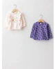 LCW baby Ekru Bisiklet Yaka Uzun Kollu Pamuklu Kız Bebek Sweatshirt 2li