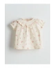 LCW baby Fırfırlı Çiçekli Kız Bebek Bluz ve Pantolon 2li