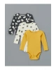 LCW baby Gri Bisiklet Yaka Baskılı Erkek Bebek Çıtçıtlı Body 3lü