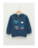 LCW baby İndigo Bisiklet Yaka Uzun Kollu Baskılı Erkek Bebek Sweatshirt