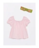 LCW baby Kare Yaka Kısa Kollu Kız Bebek 3lü Takım