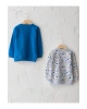 LCW baby Mavi Bisiklet Yaka Uzun Kol Baskılı Erkek Bebek Sweatshirt 2li