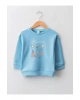LCW baby Mavi Bisiklet Yaka Uzun Kollu Baskılı Erkek Bebek Sweatshirt
