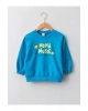 LCW baby Mavi Bisiklet Yaka Uzun Kollu Baskılı Pamuklu Erkek Bebek Sweatshirt