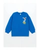 LCW baby Mavi Nostaljik Maymun Baskılı Erkek Çocuk Sweatshirt