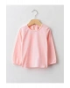 LCW baby Pembe Bisiklet Yaka Uzun Kol Basic Kız Bebek Tişört